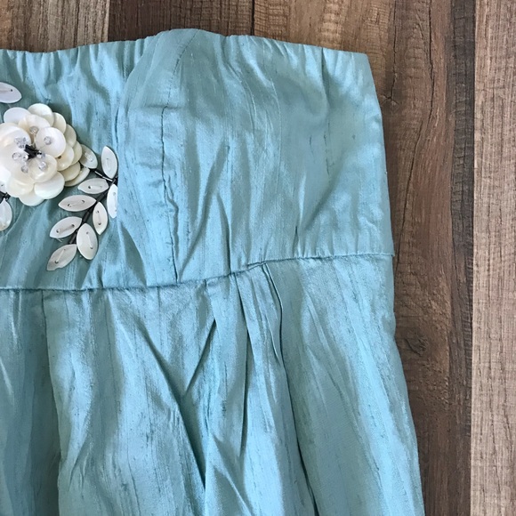 NWT silk, mint, strapless dress w beading, medium - Picture 4 of 6